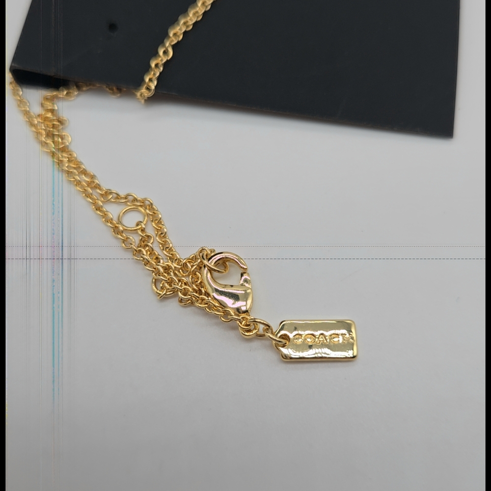 NC2 - Coach Gold Necklace with Pink And Red Pave Heart Pendant - Picture 8 of 11